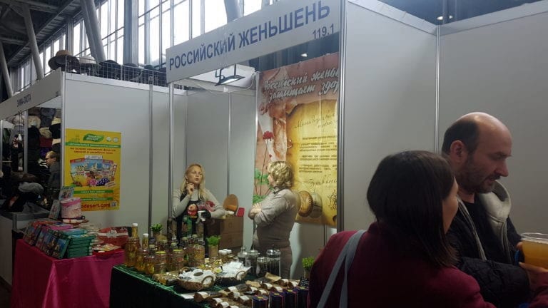 Confectionery from the Crimea on the large blade market in Moscow, the Ukrainian saleswoman assures me that she feels safe only in Russia.