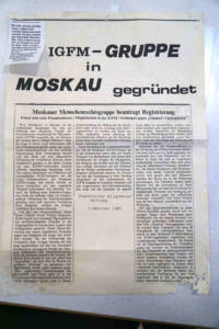 Original article from the Frankfurter Allgemeine Zeitung of 7 October 1987, which read in large letters: “ISHR working group founded in Moscow”.