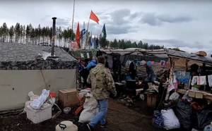 A tent camp during a garbage protest at the Shiyes station, Arkhangelsk region, in June 2019. The photo was taken by a protester.